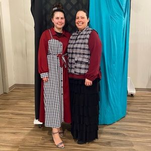 Burgundy houndstooth dress